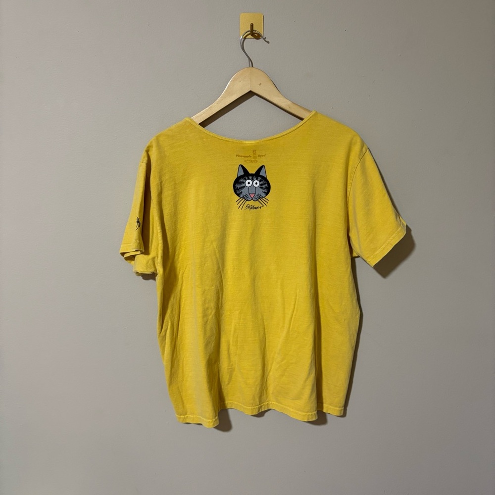Women’s Large Crazy Shirts Hawaii Yellow B. Kliban Pineapple Cat Y2K T-shirt - Picture 5 of 5